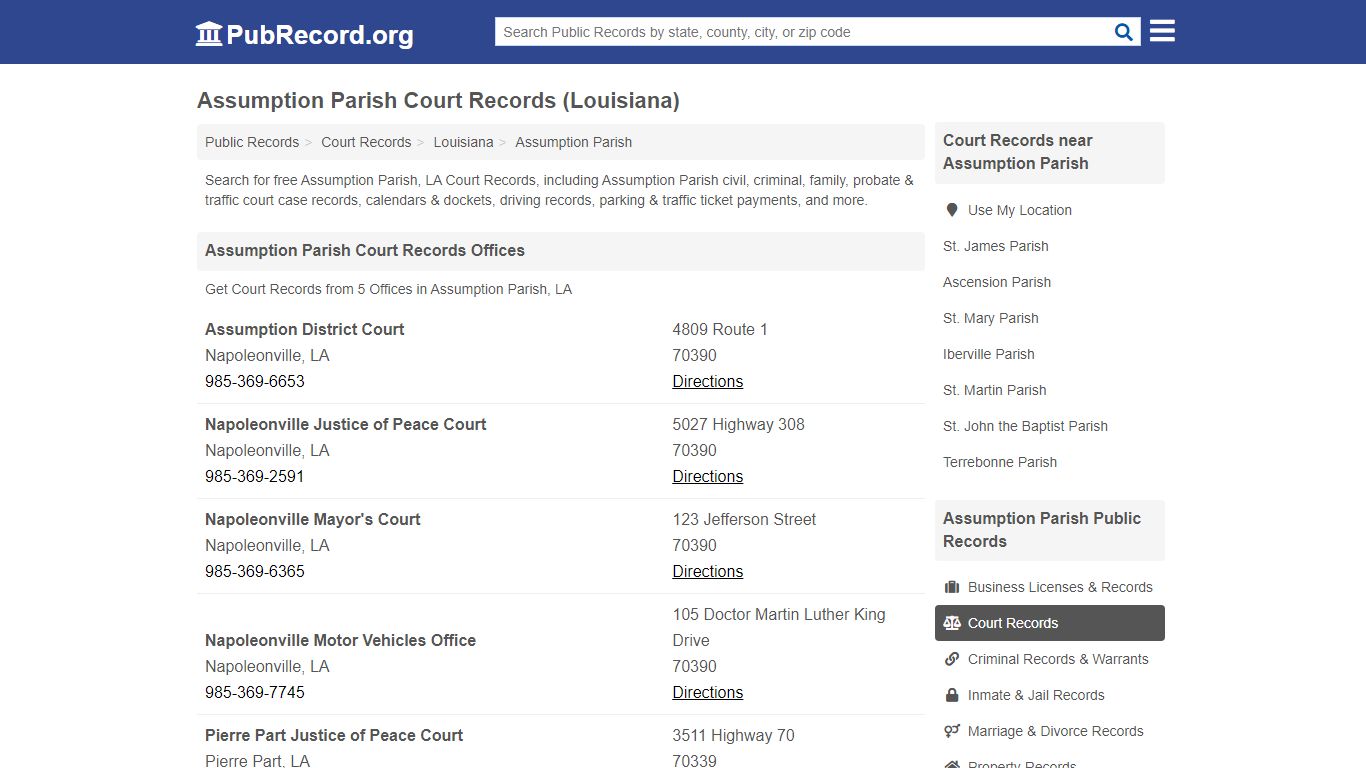 Assumption Parish Court Records (Louisiana) - PubRecord.org